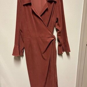 Ashley Stewart Terracotta Long Sleeve Dress